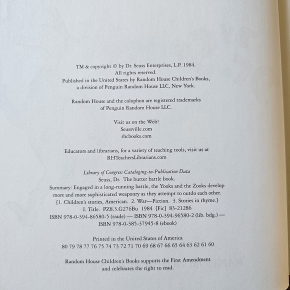 Dr. Suess The Butter Battle Book Like New Condition Vintage - Picture 2 of 5